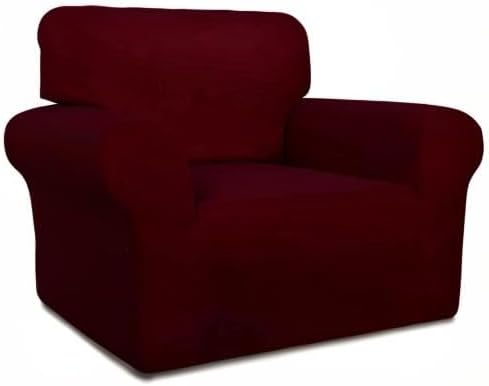 PureFit Super Stretch Chair Sofa Slipcover – Spandex Non Slip Soft Couch Sofa Cover, Washable Furniture Protector with Non Skid Foam and Elastic Bottom for Kids, Pets （Chair, Wine）