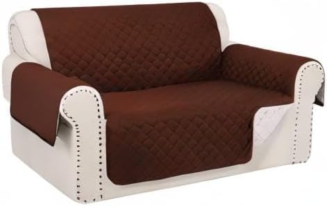 Reversible Loveseat Sofa Covers Couch Cover Furniture Protector(Loveseat Small,Brown/Beige)
