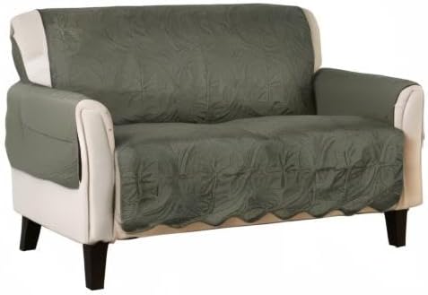 Great Bay Home Reversible Loveseat Cover - Washable Slipcover Furniture Protector with Elastic Straps - Perfect for Kids & Pets - Quilted & Stitched Detail (Sage Green/Light Gray)