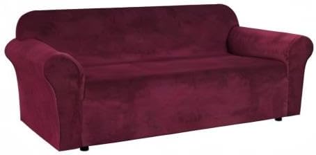 H.VERSAILTEX Stretch Velvet Sofa Covers Large Couch Covers Sofa Slipcovers Furniture Protector Soft with Non Slip Elastic Bottom, Feature Thick Comfy Rich Velour (Extra Wide Sofa 98"-105", Burgundy)