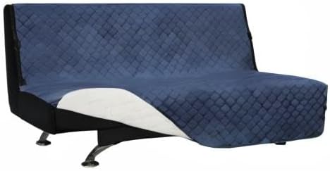 Easy-Going Futon Sofa Slipcover Reversible Sofa Cover Armless Cover Furniture Protector Couch Cover Water Resistant Pets, Kids, Children, Dog, Cat Dark Blue/Ivory