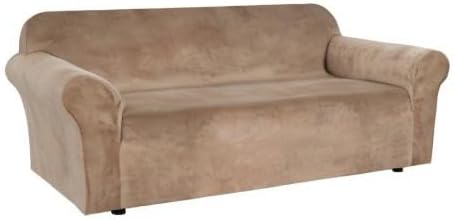 H.VERSAILTEX Stretch Velvet Sofa Covers Large Couch Covers Sofa Slipcovers Furniture Protector Soft with Non Slip Elastic Bottom, Feature Thick Comfy Rich Velour (Extra Wide Sofa 89"-105", Camel)
