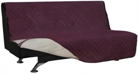 Easy-Going Futon Sofa Slipcover Reversible Sofa Cover Armless Cover Furniture Protector Couch Cover Water Resistant Pets, Kids, Children, Dog, Cat Wine/Beige