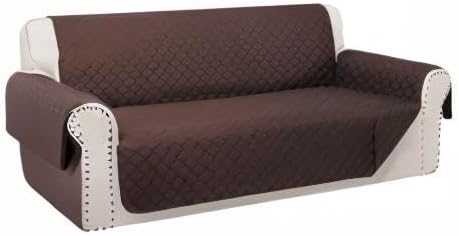 Reversible 4 Seater Sofa Cover 91 Inch Large Couch Cover Furniture Protector(Sofa XX-Large,Chocolate/Chocolate)