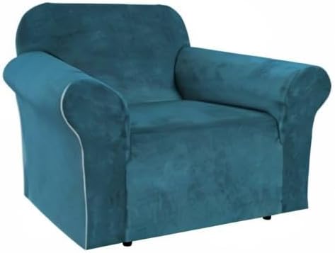 H.VERSAILTEX Stretch Velvet Armchair Cover Couch Covers 1 Cushion Chair Slipcover for Living Room Furniture Cover Crafted from Thick Comfy Rich Velour (Chair 31"-49", Deep Teal)