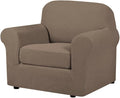 H.VERSAILTEX 2 Piece Couch Cover Stretch Stylish Chair Cover Furniture Protector Featuring Jacquard Textured Twill Fabric High Spandex Slipcover (Chair, Macchiato)
