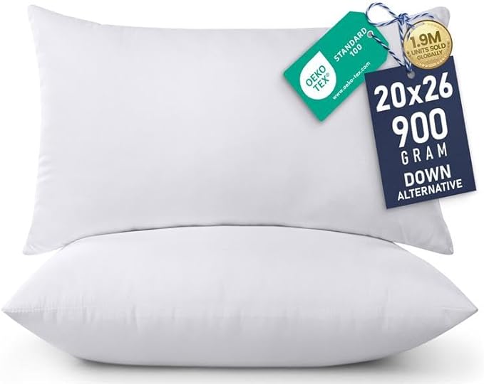 Utopia Bedding 20x26 Pillow Inserts, Set of 2, White – Indoor Decorative Throw Pillows for Bed, Sofa & Couch – Soft, Supportive & Fluffy Cushion Inserts