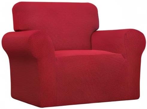 Easy-Going Stretch Oversized Chair Sofa Slipcover 1-Piece Couch Sofa Cover Furniture Protector Soft with Elastic Bottom for Kids Spandex Jacquard Fabric Small Checks Christmas Red