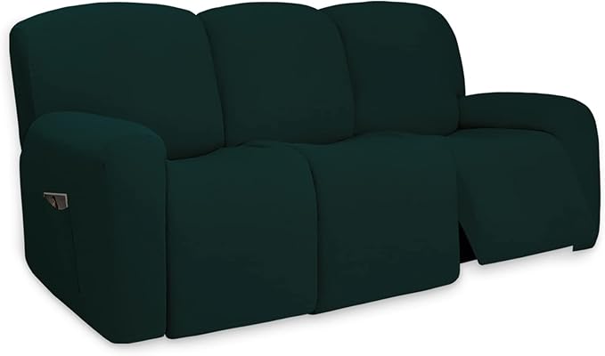 PureFit Super Stretch 3 Seats Recliner Sofa Couch Cover with Pocket – Non Slip Soft Sofa Slipcover, Washable Spandex Reclining Furniture Protector for Kids, Pets (Recliner Sofa, Deep Teal)