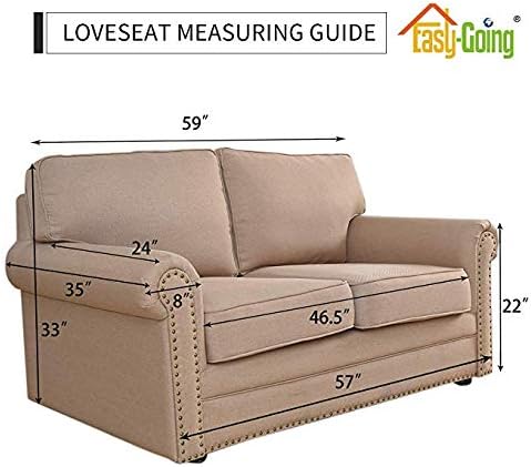 Easy-Going Reversible Loveseat Couch Cover for 2 Cushion Couch Sofa Cover for Dogs Water Resistant Furniture Protector with Foam Sticks Elastic Straps for Pet (Loveseat, Gray/Ivory)