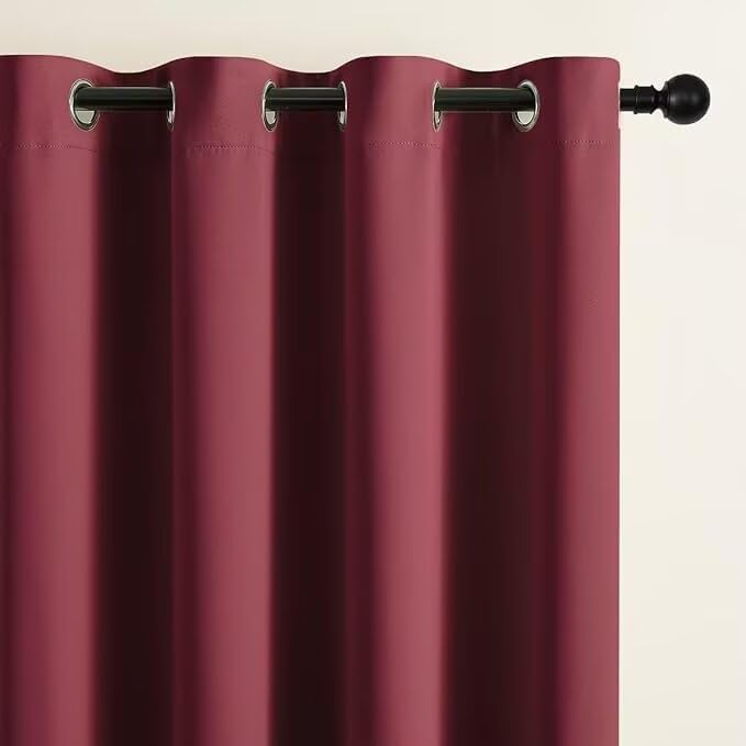 Joydeco Blackout Curtains for Bedroom 96 inch Long 2 Panels, Thermal Insulated Room Darkening Curtains with Grommets, Soft Window Drapes for Living Room (W52 x L96 Inch, Burgundy Red)