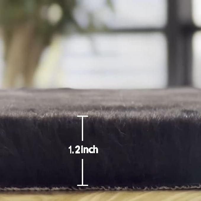 ORINOVA Fluffy Black Fuzzy Faux Rabbit Washable Shaggy Fur Rug for Living Room Bedroom Rugs Runners Rugs for Hallway 2x10 Nursery Rug
