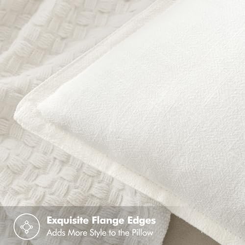 MIULEE Cream Linen Pillow Covers Pack of 4 Decorative Natural Solid Throw Pillow Covers Soft Accent Boho Farmhouse Couch Pillowcases Modern Spring Home Decors for Living Room Bed Sofa 20x20 Inch