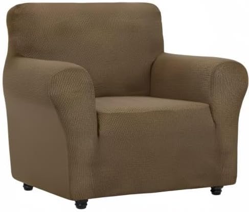 ZNSAYOTX Super Stretch Chair Slipcover Universal Sofa Chair Covers for Living Room Dogs Pet Furniture Protector Spandex Armchair Slipcovers with Anti Slip Foam Sticks (Brown, Chair)