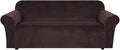 H.VERSAILTEX Stretch Velvet Sofa Covers for 3 Cushion Couch Covers Sofa Slipcovers Furniture Protector Soft with Non Slip Elastic Bottom, Crafted from Thick Comfy Rich Velour (Sofa 72'-90', Chocolate)