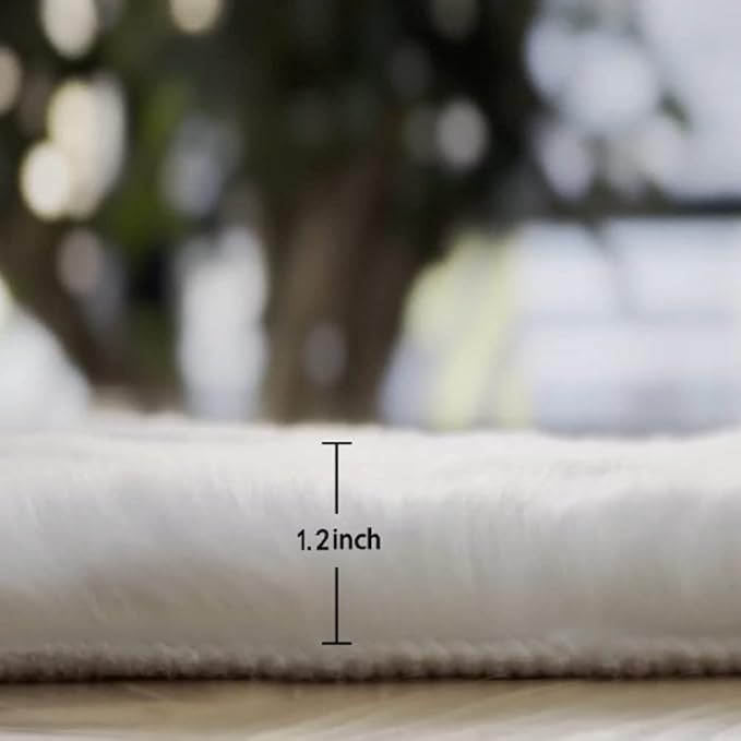 ORINOVA White Round Shag Rugs 6ft Faux Rabbit Washable Fur Area Rugs for Living Room Circle Fluffy Rugs for Bedroom Boho Rug Home Room Décor