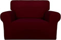 PureFit Super Stretch Sofa Slipcover – Spandex Non Slip Soft Couch Sofa Cover, Washable Furniture Protector with Non Skid Foam and Elastic Bottom for Kids, Pets (Oversized, Wine)