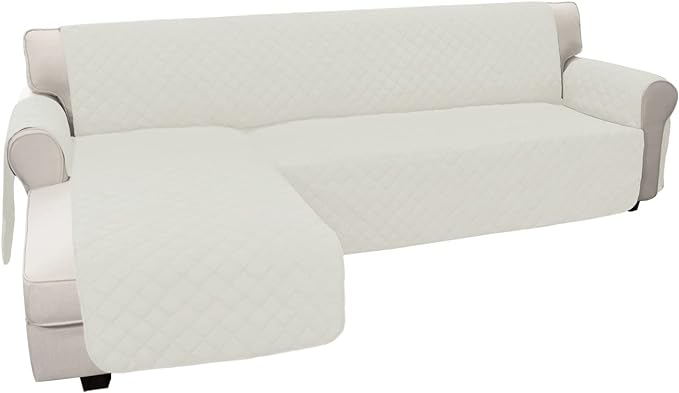 Easy-Going Sofa Slipcover L Shape Sofa Cover Sectional Couch Cover Chaise Cover Reversible Furniture Protector Cover for Pets Kids Children Dog Cat (Small, Ivory/Ivory)