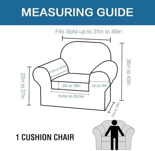 H.VERSAILTEX Rich Velvet Stretch 2 Piece Chair Cover Chair Slipcover Sofa Cover Furniture Protector Couch Soft with Elastic Bottom Chair Couch Cover Width Up to 49 Inch (Chair, Porcelain White)