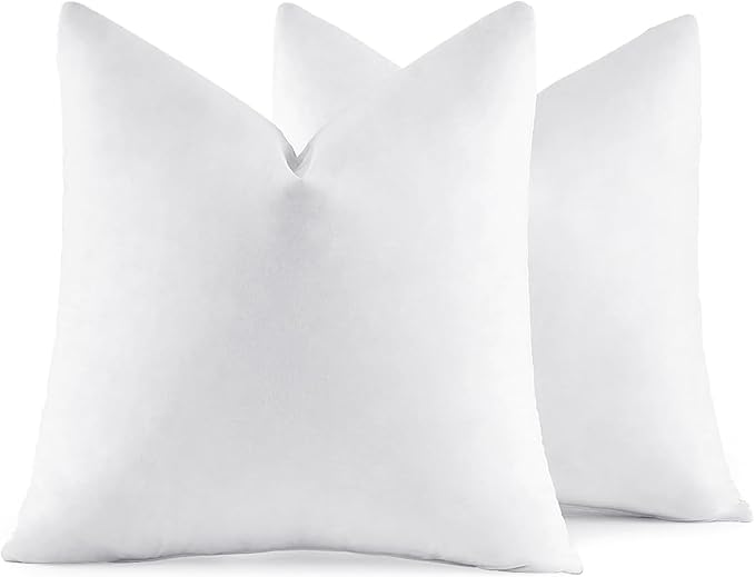 MIULEE 30x30 Pillow Inserts,Set of 2 Down Feather Throw Pillows for Couch Sofa Bed, Decorative Fluffy Throw Pillow Inserts Cotton Fabric,White