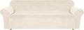 H.VERSAILTEX Stretch Velvet Sofa Covers Large Couch Covers Furniture Protector Soft with Non Slip Elastic Bottom, Feature Thick Comfy Rich Velour (Extra Large Sofa 98"-105", Cream)