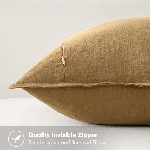 MIULEE Neutral Gold/Brown Linen Pillow Covers Pack of 4 Decorative Natural Throw Pillow Covers Soft Accent Boho Farmhouse Couch Pillowcases Modern Spring Decors for Living Room Bed Sofa 20x20 Inch