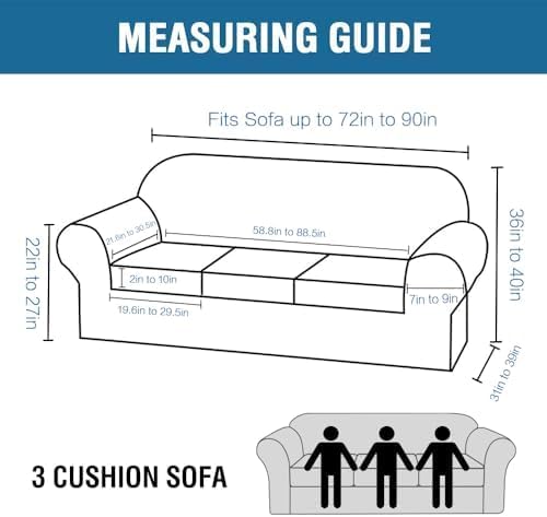 H.VERSAILTEX Modern Velvet Plush 4 Piece High Stretch Sofa Slipcover Sofa Cover Furniture Protector Form Fit Thick Velvet Sofa Cover for 3 Cushion Couch Width Up to 90 Inch (Sofa, Mocha)