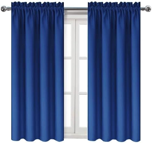 DWCN Blackout Curtains Room Darkening Thermal Insulated Bedroom Curtains Window Curtain Panels, 42 x 54 inches Long, Set of 2 Classic Blue Rod Pocket Drapes