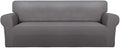 PureFit Super Stretch Sofa Slipcover – Spandex Non Slip Soft Couch Sofa Cover, Washable Furniture Protector with Non Skid Foam and Elastic Bottom for Kids, Pets （Oversized Sofa, Light Gray