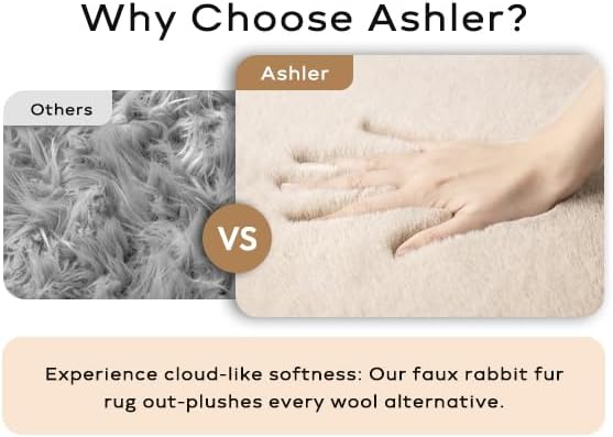 Ashler HOME DECO Ultra Soft Faux Rabbit Fur Chair Couch Cover Area Rug for Bedroom Floor Sofa Living Room Pink Round 3 x 3 Feet