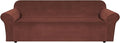 H.VERSAILTEX Stretch Velvet Sofa Covers Large Couch Covers Furniture Protector Soft with Non Slip Elastic Bottom, Feature Thick Comfy Rich Velour (Extra Large Sofa 98"-105", Burnt Brick)