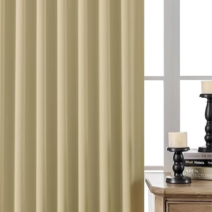 Joydeco Blackout Curtains for Bedroom 96 inch Long 2 Panels, Thermal Insulated Room Darkening Curtains with Grommets, Soft Window Drapes for Living Room (W52 x L96 Inch, Beige)