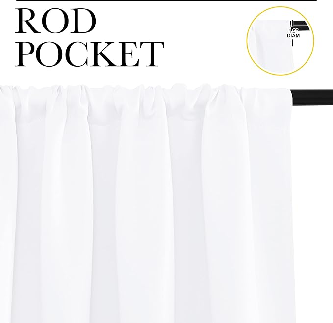 NICETOWN RV Curtains for Camper Windows, White for Kitchen, Home Decoration Light Filtering Drapes for Small Window (29" Wide by 30" Long, 1 Pair)