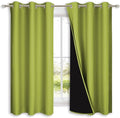 NICETOWN 100% Blackout Short Curtains with Black Liners, 2 Panels, 37" W by 60" L, Fresh Green, Solid Thermal Insulated Full Blackout 2-Layer Lined Drapes, Energy Efficiency Window Drapes for Bedroom