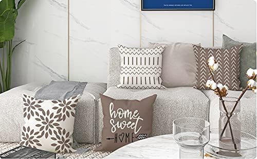 YCOLL Pillow Covers 20x20 Set of 4, Modern Sofa Throw Pillow Cover, Decorative Outdoor Linen Fabric Pillow Case for Couch Bed Car, Khaki
