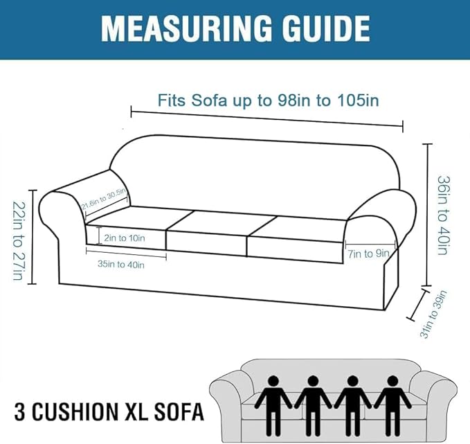 H.VERSAILTEX Velvet 4 Piece High Stretch Sofa Slipcover Cover Furniture Protector Form Fit Thick Velvet Extra Large Sofa Cover for 3 Cushion Couch Width Up to 105 Inch(XL Sofa, Jet Black)