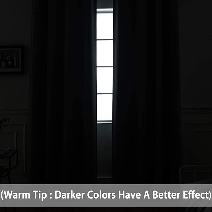 Yakamok Blackout Curtains Room Darkening Thermal Insulated Window Panels,Solid Grommet Top Drapes for Bedroom/Living Room(70Wx84L, Grey, 2 Panels)