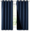 NICETOWN 100% Blackout Curtain Panels, Thermal Insulated Black Liner Curtains for Nursery Room, Noise Reducing and Cold Blocking Drapes for Windows (Navy Blue, Set of 2, 52-inch Wide by 63-inch Long)
