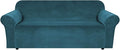 H.VERSAILTEX Stretch Velvet Sofa Covers for 3 Cushion Couch Covers Sofa Slipcovers Furniture Protector Soft with Non Slip Elastic Bottom, Crafted from Thick Comfy Rich Velour (Sofa 72'-90', Deep Teal)