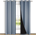 NICETOWN Blackout Curtains 84 inches Long, 2 Pieces, 42" Wide Each Panel, Vintage Blue, Full Light Blocking Drapes with Black Liner for Nursery, Thermal Insulated Draperies for Hall, Villa