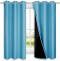NICETOWN 100% Blackout Curtains 45 inches Long, Teal Blue, 1 Pair, 42 inches Width Each Panel, 2 Thick Layers Completely Blackout Window Treatment Thermal Insulated Lined Drapes for Small Window