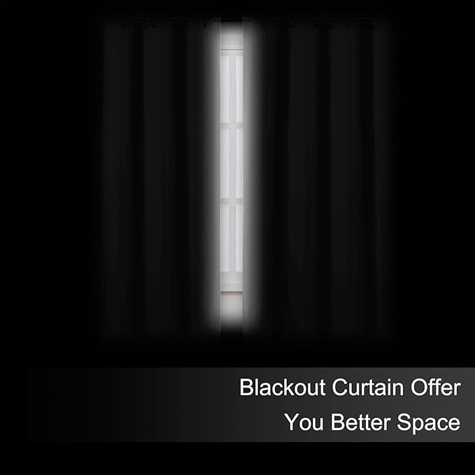LEMOMO Blackout Curtains 66 x 54 Inch Long Light Grey Curtains Set of 2 Panels Room Darkening Curtains for Bedroom and Living Room