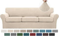 Turquoize 4 Piece Sofa Covers For 3 Cushion Couch Sofa Slipcover Soft Couch Cover For Dogs-Washable Sofa Furniture Covers With 3 Individual Large Cushion Covers Feature Fabric (XL Sofa,Biscotti Beige)