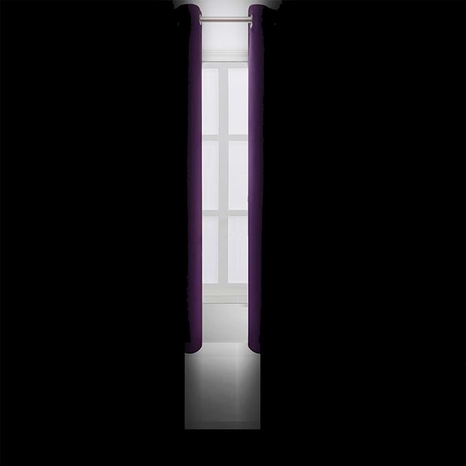 LEMOMO Blackout Curtains 66 x 72 Inch Long Purple Curtains Set of 2 Panels Room Darkening Curtains for Bedroom and Living Room