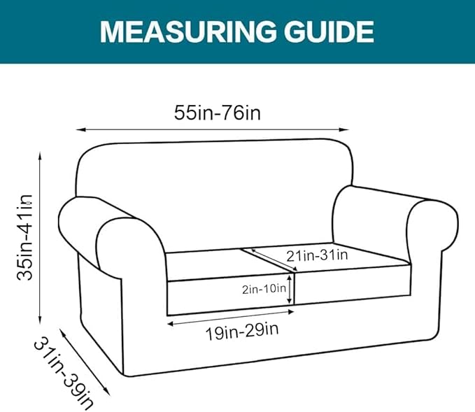 Turquoize 3 Piece Sofa Covers for 2 Cushion Couch Sofa Slipcover Soft Couch Cover for Dogs-Washable Sofa Furniture Cover with 2 Individual Cushion Covers, Thick Jacquard Fabric (Loveseat, Macchiato)