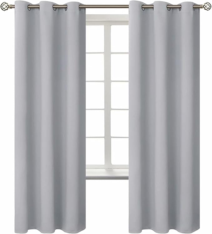 BGment Room Darkening Curtains 72 Inches Long - Grommet Thermal Insulated Drapes Window Treatment Curtains for Bedroom, 2 Panels, 42 x 72 Inch, Light Grey