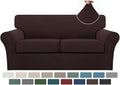 Turquoize 3 Piece Sofa Covers For 2 Cushion Couch Sofa Slipcover Soft Couch Cover For Dogs-Washable Sofa Furniture Covers With 2 Individual Cushion Covers, Feature Thick Fabric (2 Cushion Sofa, Brown)