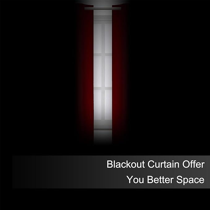 LEMOMO Blackout Curtains 66 x 72 Inch Long Red Curtains Set of 2 Panels Room Darkening Curtains for Bedroom and Living Room