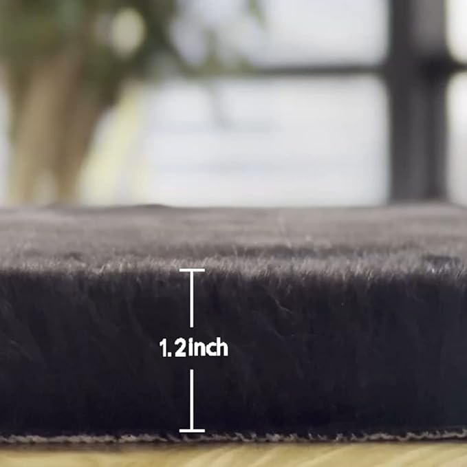 ORINOVA Black Fluffy Rug for Bedroom Shag Rug Washable Carpet Faux Rabbit Fur Rugs for Living Room Hallway Teen Room Décor Nursery Rugs Runner 2x6