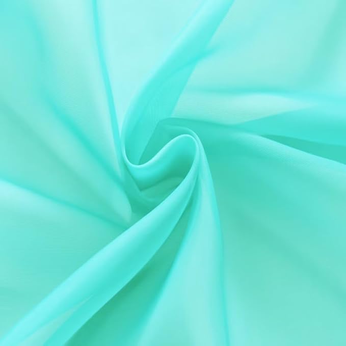 SpaceDresser Sheer Voile Window Treatment Rod Pocket Curtain Panels for Kitchen Bedroom Living Room Drapes Sunlight Filtering Privacy Semi Home Decor Assorted Colors Sizes (Turquoise, 52 W x 72 L)